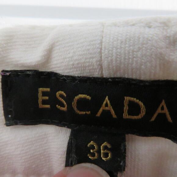 Escada Womens Sz EU 36 US 6 White Pants Straight Leg Hold Hardware - Picture 5 of 9
